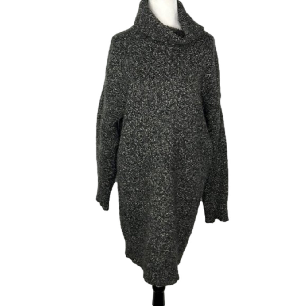Oak & Fort Marled Knit Turtleneck Sweater Dress One Size